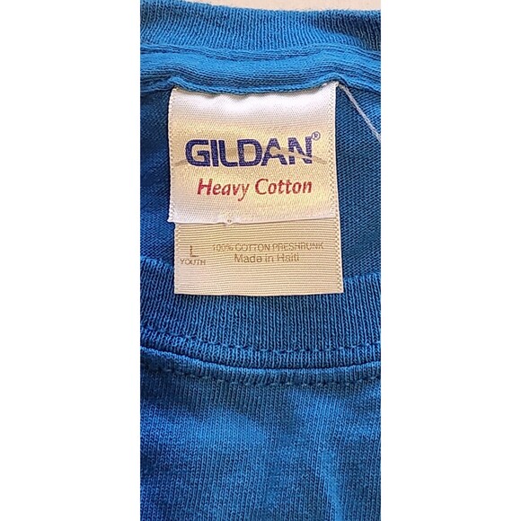 Minocqua Wisconsin Souvenir T-Shirt Blue Gildan Heavy Cotton Adult Large - Picture 3 of 3